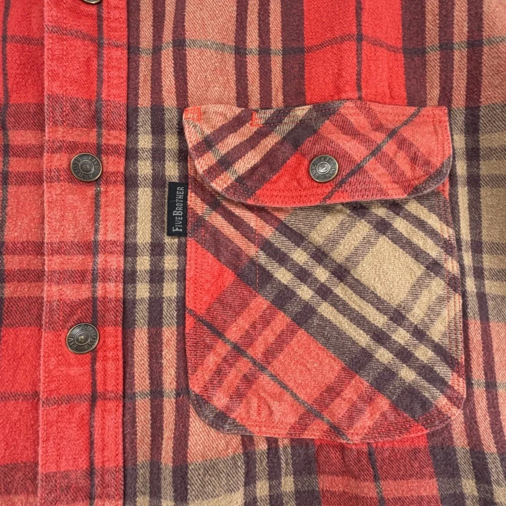Five Brother Flannel 100% Cotton Snap Shirt Mens XLT Tall Plaid Heavyweight Y2K